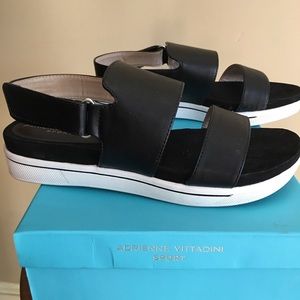 Black Sandals with white soles